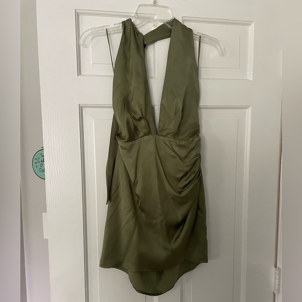 Zara olive green mini dress